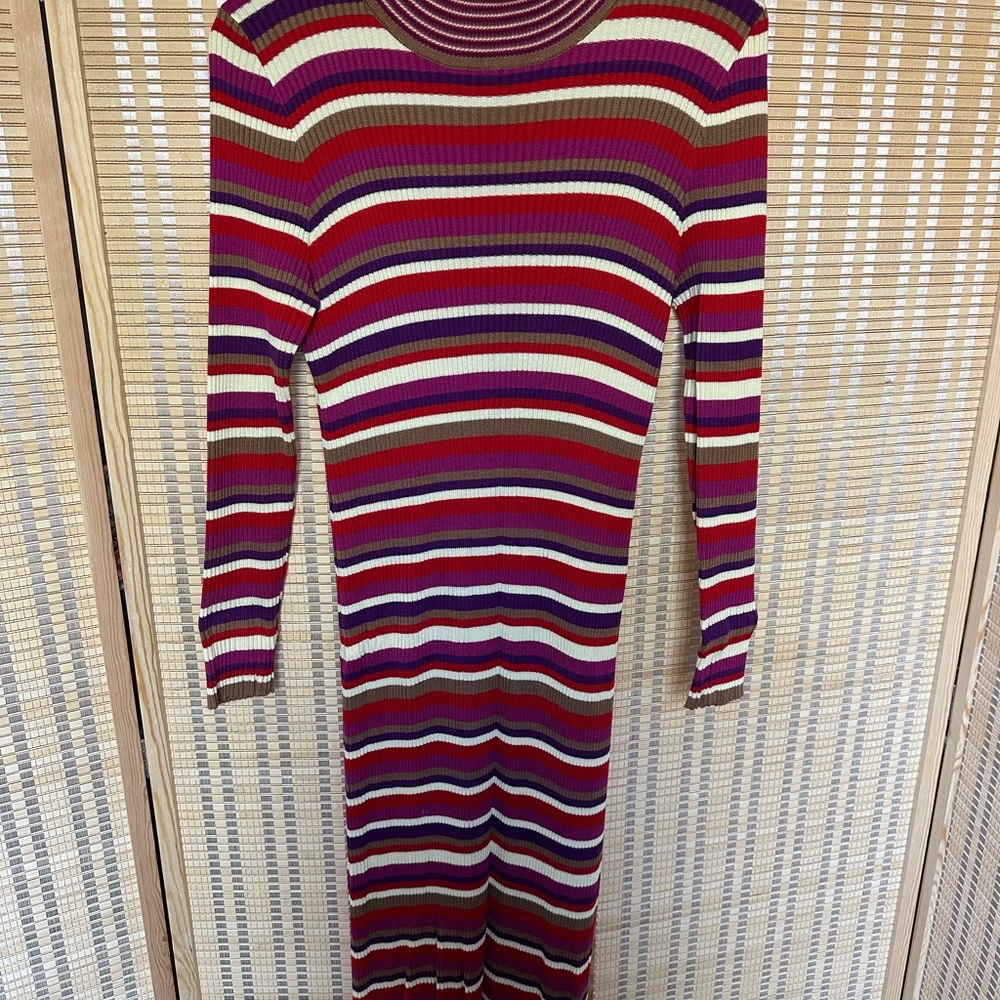 Lisa Says Gah Virgine Stripe Turtleneck Dress